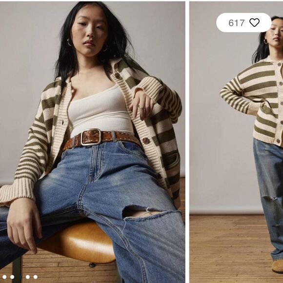 URBAN OUTFITTERS BDG Nicky Striped Cardigan Large - Picture 1 of 6